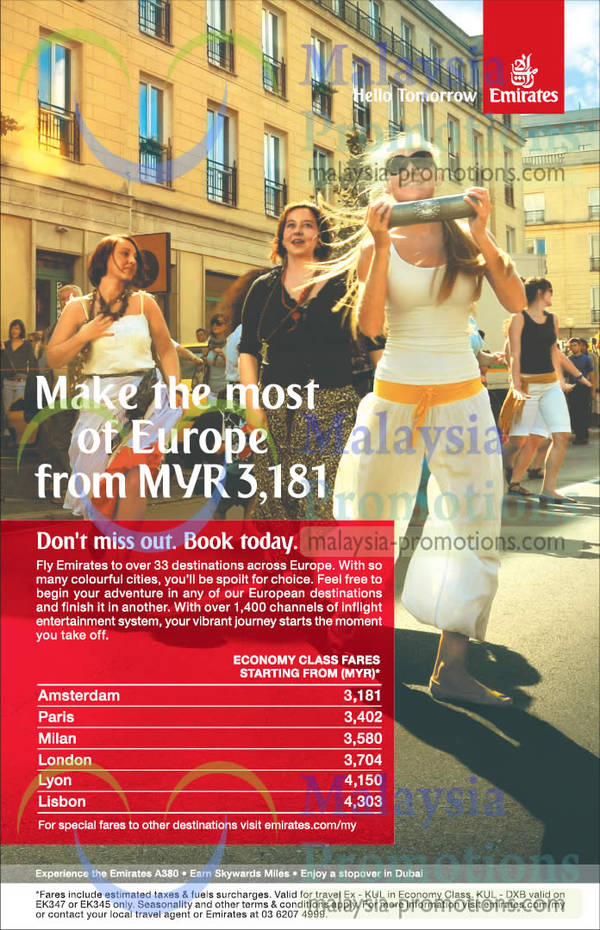 Featured image for (EXPIRED) Emirates Europe Promotion Air Fares 17 Apr 2013