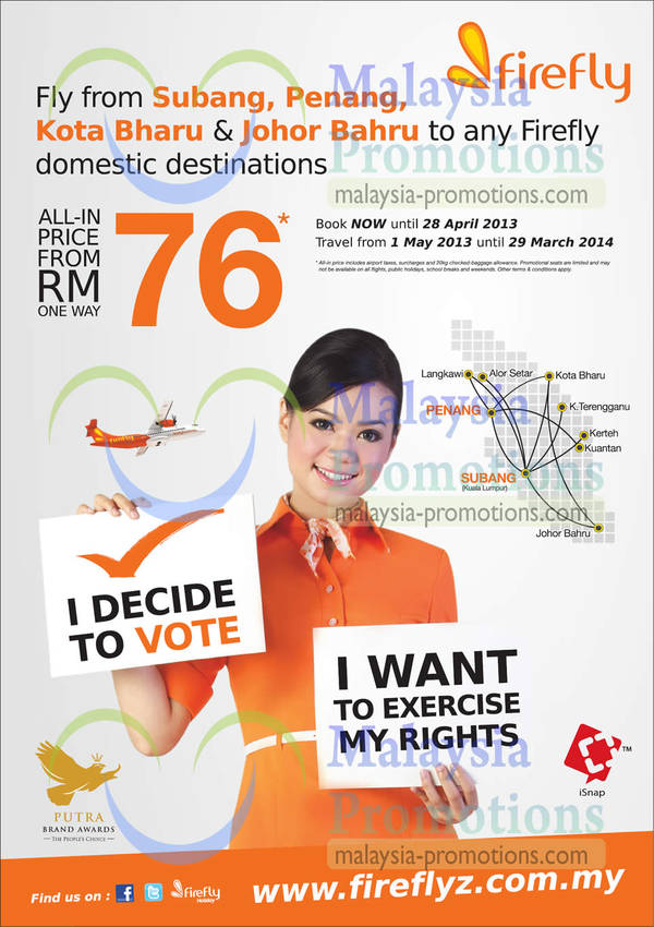 Featured image for (EXPIRED) Firefly From RM76 Promotion Air Fares 20 – 28 Apr 2013