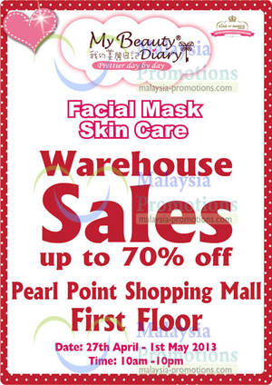 Featured image for (EXPIRED) My Beauty Diary Warehouse Sale Up To 70% Off @ Pearl Point 27 Apr – 1 May 2013