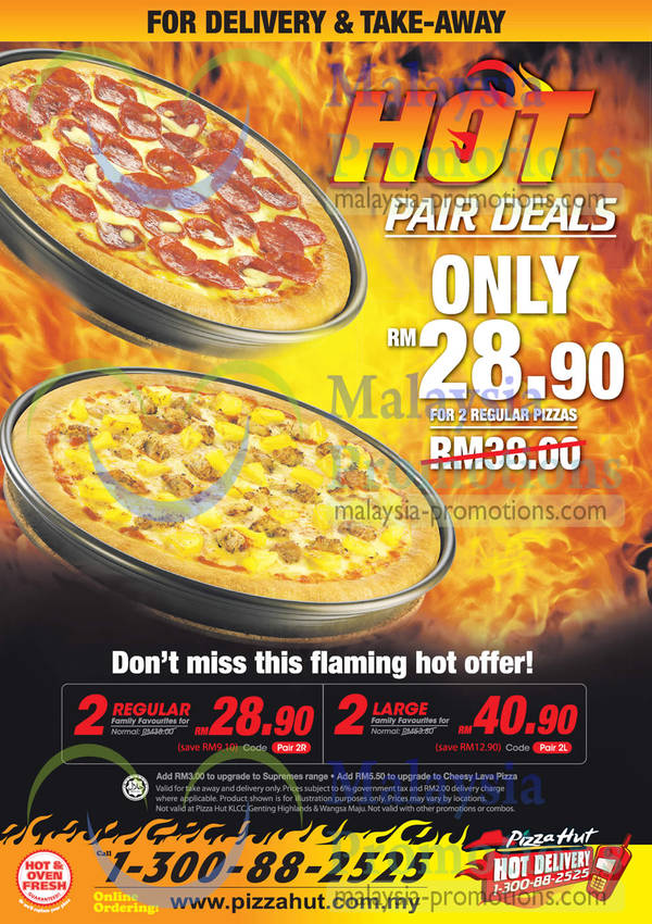 Featured image for Pizza Hut Hot Pair Flaming Deals Delivery / Takeaway Promotion 10 Apr 2013