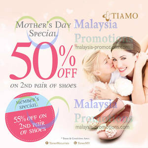 Featured image for (EXPIRED) Tiamo 50% Off 2nd Pair Shoes Promo 29 Apr 2013