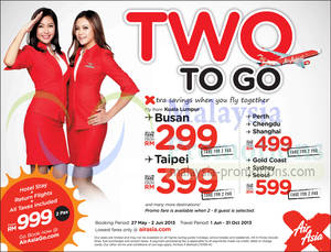 Featured image for (EXPIRED) Air Asia Two To Go Promotion Air Fares 28 May – 2 Jun 2013