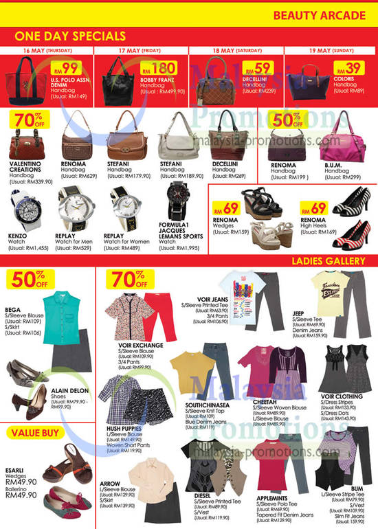 Beauty Arcade, One Day Specials, Handbags, Watches, Fashion