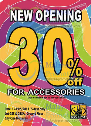 Featured image for (EXPIRED) Body Glove 30% Off Accessories Opening Promotion 15 – 19 May 2013