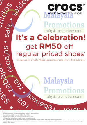 Featured image for (EXPIRED) Crocs RM50 Off Regular Priced Shoes Promo 1 – 5 May 2013