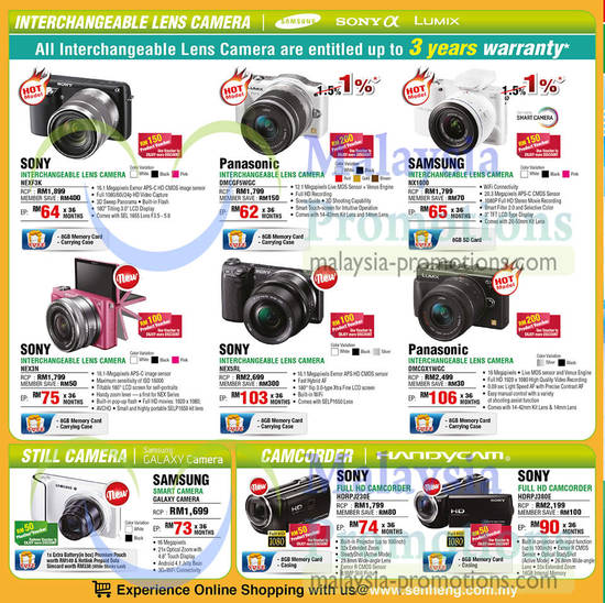 Digital Cameras, Camcorder, Samsung, Sony Alpha, Panasonic Lumix