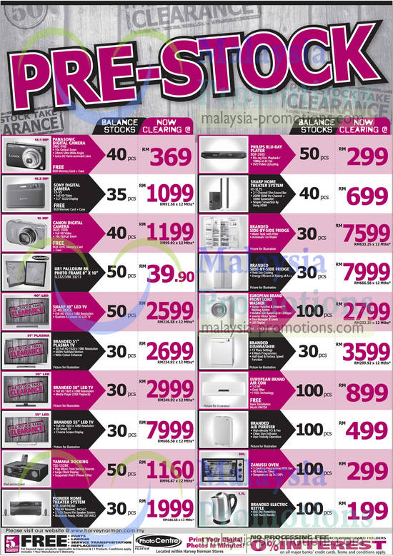 Digital Cameras, LED TV, Docking, Home Theatre Systems, Blu-Ray Player, Panasonic, Sony, Canon, Yamaha, Pioneer, Philips, Sharp