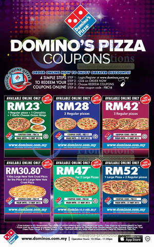 Featured image for (EXPIRED) Domino’s Pizza Delivery Discount Coupon Codes 8 – 31 May 2013