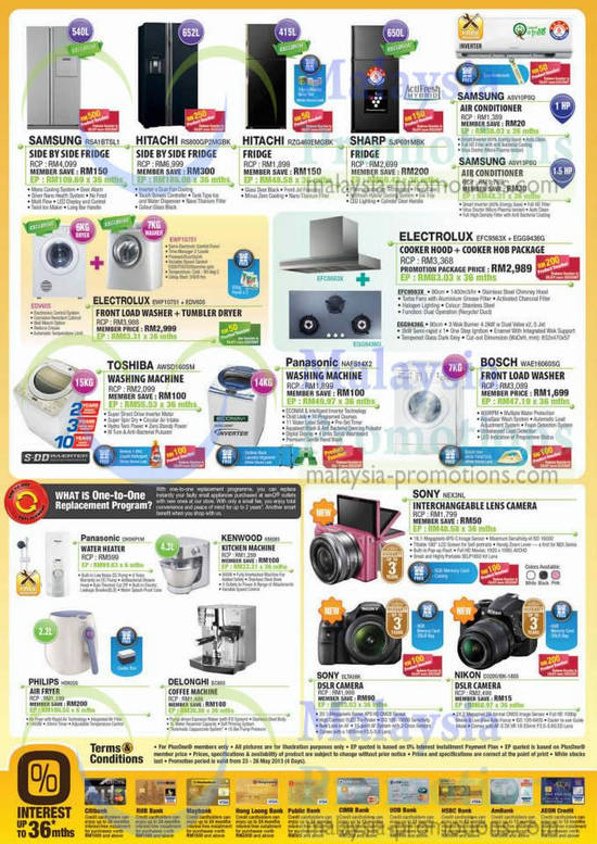 Fridges, Air Conditioners, Washers, Digital Cameras, Samsung, Hitachi, Sharp, Toshiba, Panasonic, Bosch, Sony