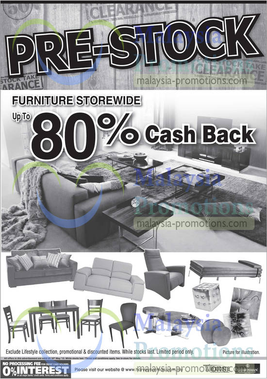 Furniture up to 80 Percent Cashback