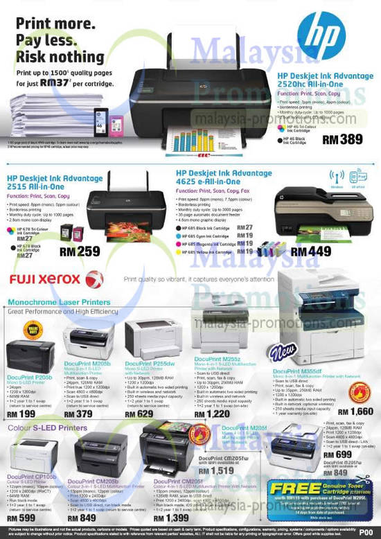 HP Printers, 2515, 4625, 2520, P205b, M205b, M255Z, M355df, CM205f, CM205b, CP105b