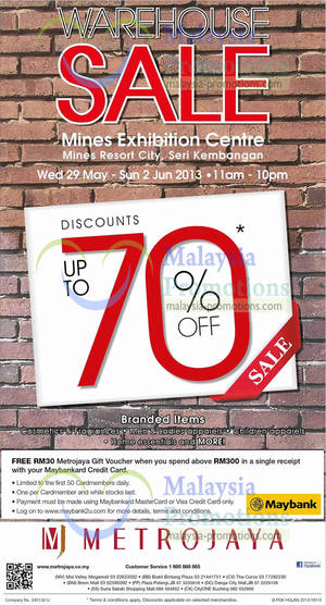 Featured image for Metrojaya Warehouse Sale Up To 70% Off @ MIECC 29 May – 2 Jun 2013