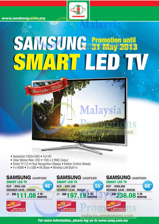 Samsung UA46F6300 TV, UA55F6300 TV, UA60F6300 TV