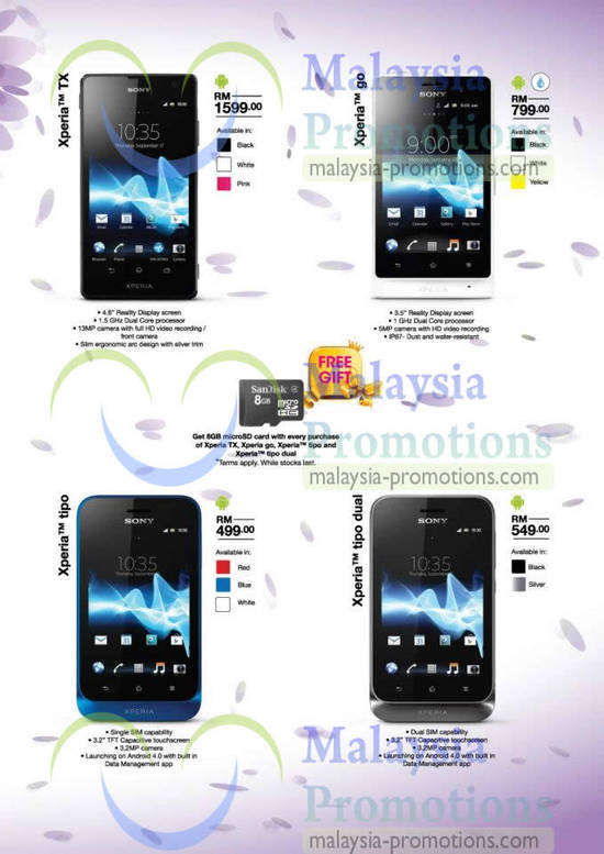 Sony Xperia TX, go, tipo, tipo dual