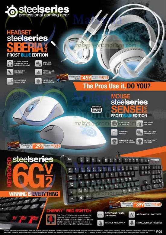 Steelseries SiberiaV2 Headset, Sensei Mouse, 6GV2 Keyboard