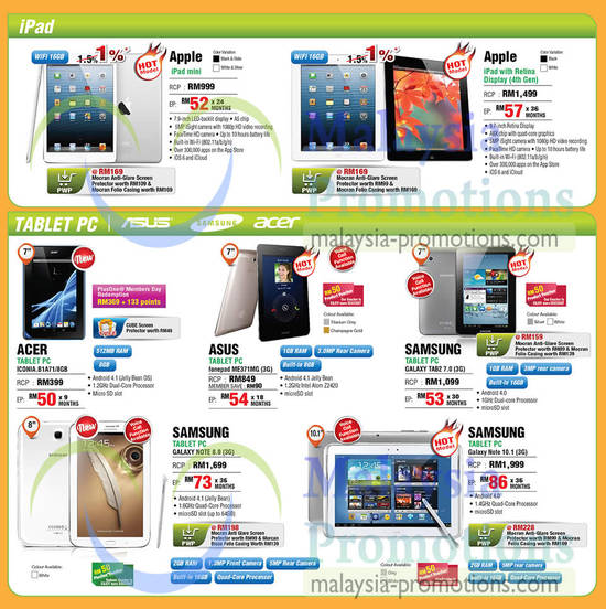 Tablets, Apple iPad, Tablet PC, Asus, Samsung, Acer