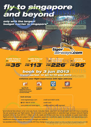 Featured image for (EXPIRED) Tiger Airways Promotion Air Fares 30 May – 3 Jun 2013