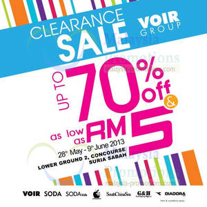 Featured image for (EXPIRED) Voir Clearance Sale Up To 70% Off @ Suria Sabah 28 May – 9 Jun 2013