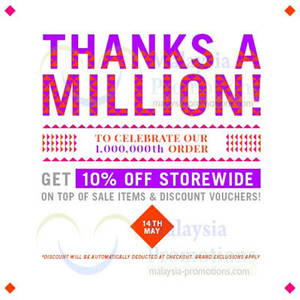 Featured image for (EXPIRED) Zalora 10% Off Storewide Million Thanks Sale 14 May 2013