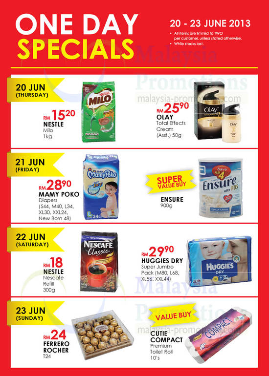 Daily Specials Milo, Ensure, Ferrero Rocher