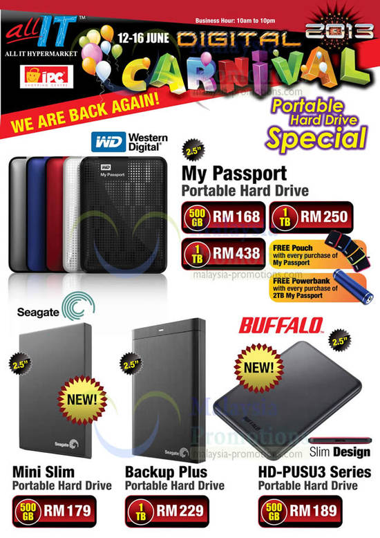 External Storage Western Digital My Passport, Seagate Mini Slim, Backup Plus, HD-PUSU3 Series