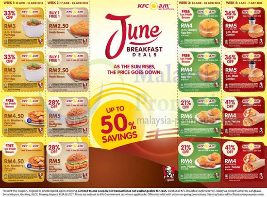 Peninsula Malaysia KFC AM Coupons