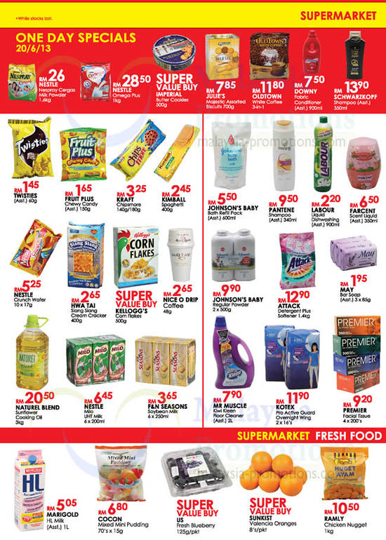 Supermarket One Day Specials, Snacks, Fresh Food