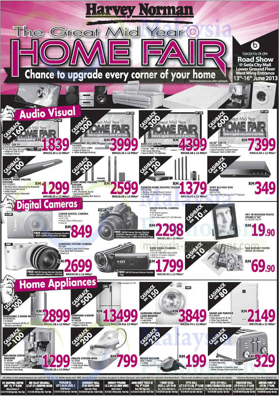 TVs, Home Theatre Systems, Cameras, Fridges, Washer, Vacuum Cleaner, Air Purifier, LG, Panasonic, Sony, Philips, Canon, Nikon