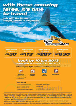 Featured image for (EXPIRED) Tiger Airways Promotion Air Fares 4 – 10 Jun 2013
