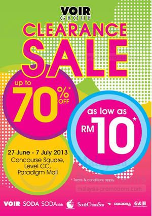 Featured image for (EXPIRED) Voir Group Clearance Sale Up To 70% Off @ Paradigm Mall 27 Jun – 7 Jul 2013