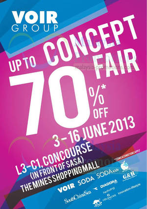 Featured image for (EXPIRED) Voir Group Concept Fair Up To 70% Off @ The Mines 3 – 16 Jun 2013