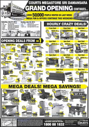 Featured image for (EXPIRED) Courts Megastore Grand Opening Offers @ Sri Damansara 27 – 28 Jul 2013