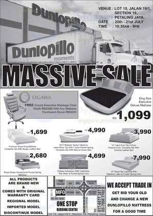 Featured image for (EXPIRED) MFO Dunlopillo Massive Sale @ Petaling Jaya 20 – 21 Jul 2013