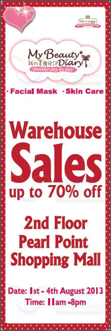 Featured image for (EXPIRED) My Beauty Diary Warehouse Sale Up To 70% Off @ Pearl Point 1 – 4 Aug 2013