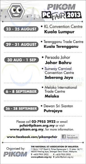Featured image for Pikom PC Fairs 23 August to 28 September 2013 Dates & Venues 26 Jul 2013