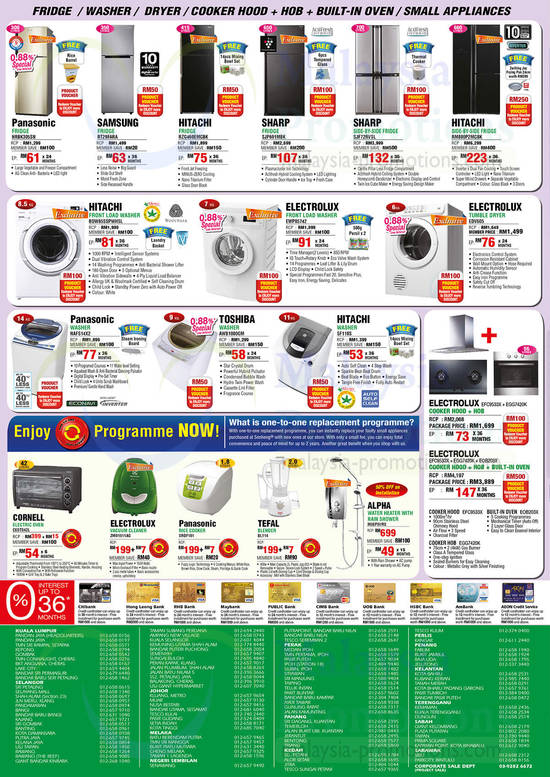 Fridges, Washers, Cooker Hoods, Hobs, Ovens, Vacuum Cleaner, Rice Cooker, Blender, Water Heater, Panasonic, Hitachi