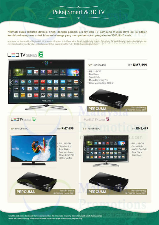 Smart TVs, 3D TVs, UA55F6400, UA60F6100, PS51F5500