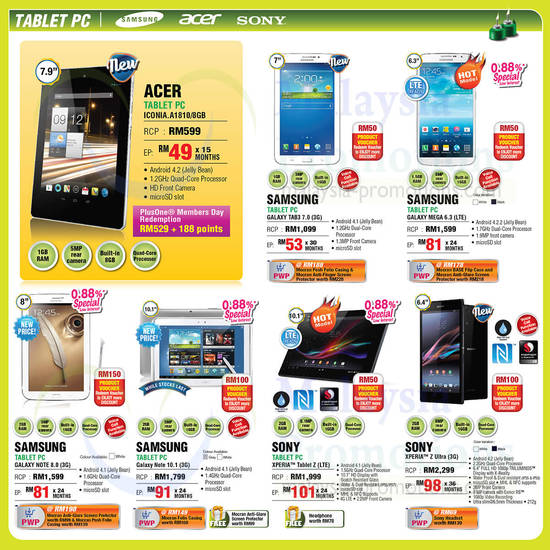 Tablets, Smartphones, Acer, Samsung, Sony