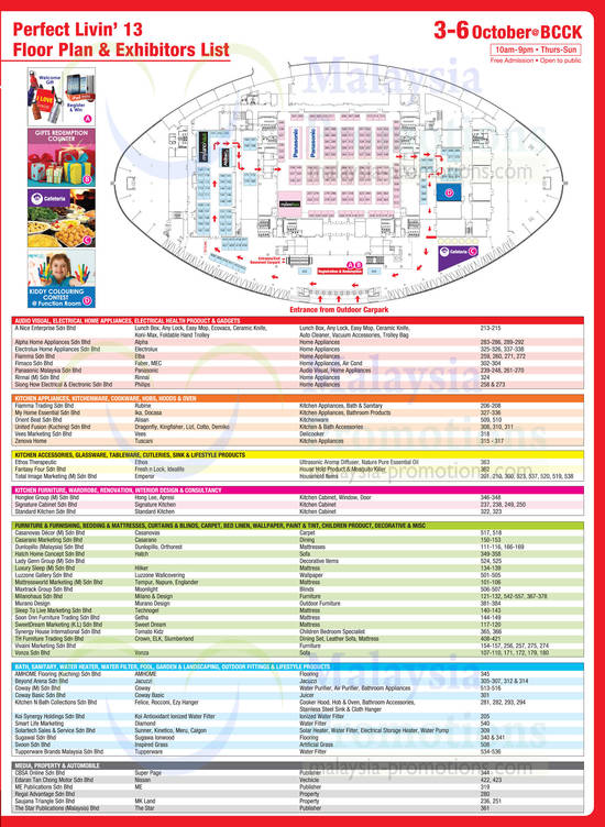 2 Oct Floor Plan, Exhibitors List