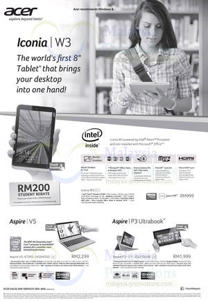 Featured image for Acer Aspire V5, Aspire P3 & Iconia W3 Features & Price 19 Sep 2013