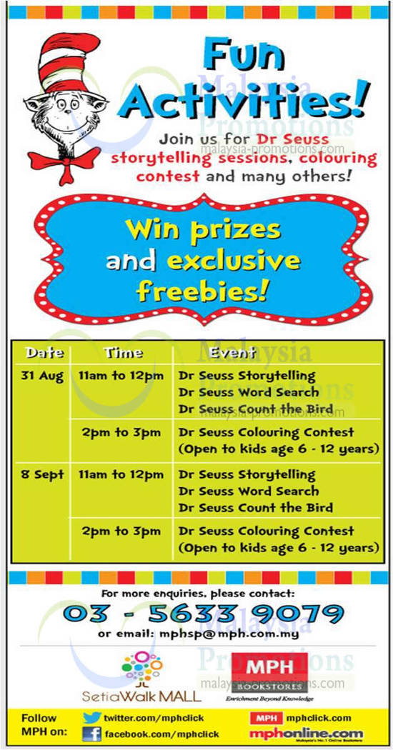 Activities, Storytelling, Colouring Contest, Schedule