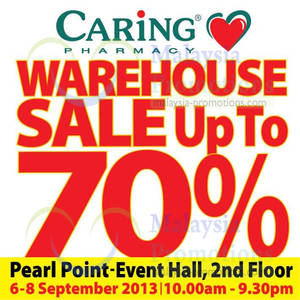 Featured image for Caring Pharmacy Warehouse SALE @ Pearl Point 6 – 8 Sep 2013