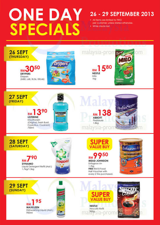 Daily Specials Milo, PediaSure, Enfagrow, Nescafe