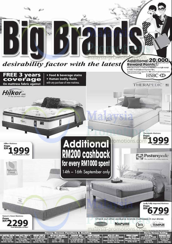 Mattresses, Hilker, Therapedic, Nature’s Finest, Sealy, Englander, Napure, Serta, Tempur