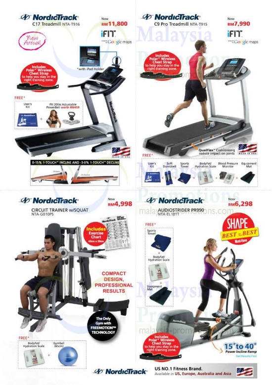 NordicTrack C17 Treadmill NTA-T916, C9 Pro NTA-T915, Circuit Trainer NTA-G010PS, Audiostrider PR990