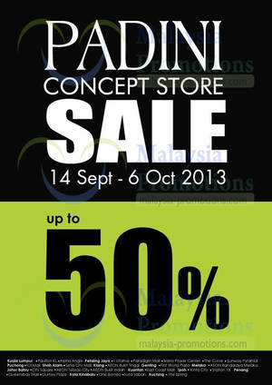 Featured image for (EXPIRED) Padini Concept Stores Up To 50% Off 14 Sep – 6 Oct 2013