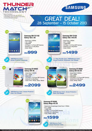 Featured image for Samsung Galaxy Smartphones & Tablets Offers @ Thunder Match 28 Sep 2013