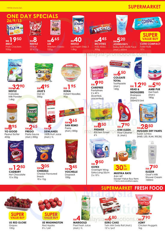 Supermarket One Day Specials, Groceries, Fresh Food