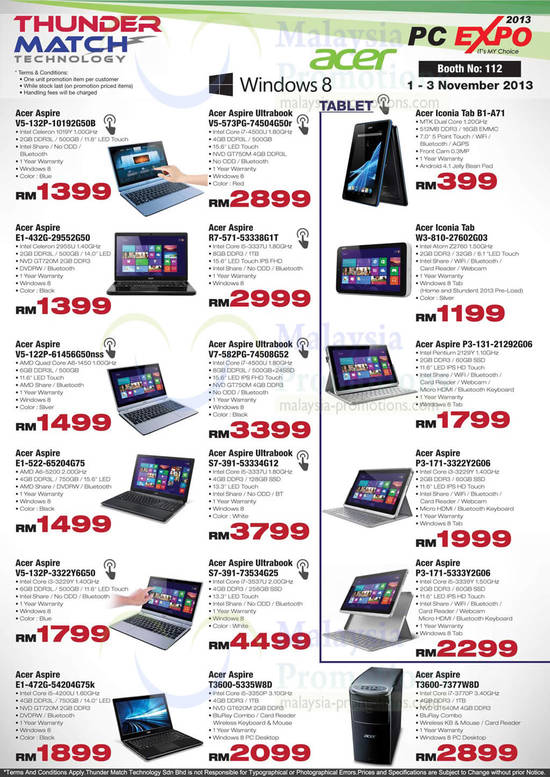 31 Oct Thundermatch Acer Notebooks, Tablets, Aspire, Iconia, Desktop PC