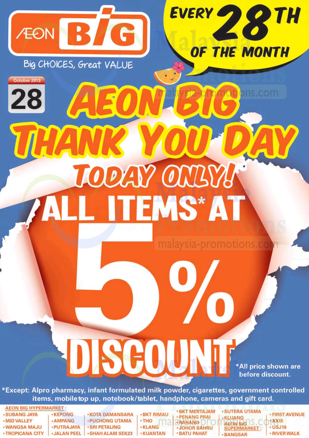 Featured image for Aeon BIG 5% Off Storewide Promo 28 Oct 2013